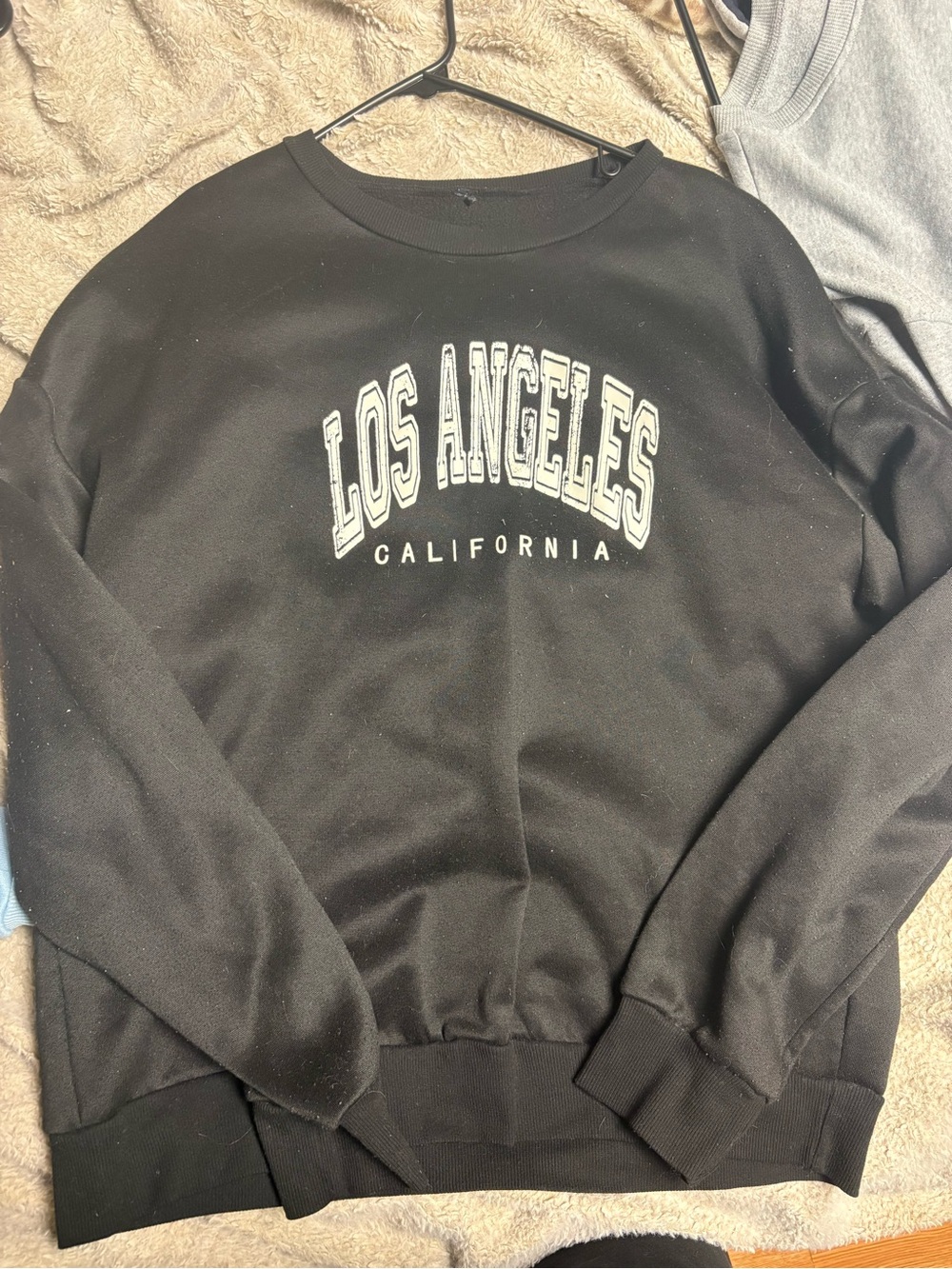 SHEIN Black Los Angeles Crewneck Sweater